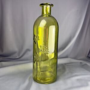 Vintage San Miguel Vase | Recycled Green Glass Bottle | Spanish Floral Decor